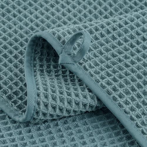 MICROFI Microfiber Waffle Bath Towels, 4 Pieces, Soft, Absorbent, Fast Drying, Lint Free 430 GSM (27''x55''/68.58 cm x139.7 cm) - color: Green
