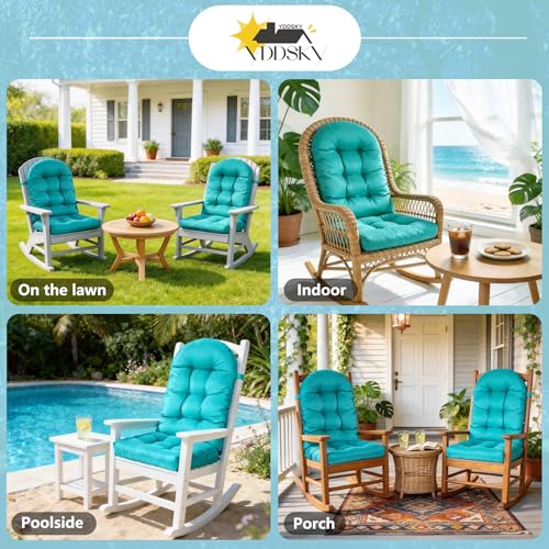 Yddsky Adirondack Chair Cushion, Rocking Cushions 44x19.4x4 inch, High Back Patio Recliner Cushion of Upper and Lower with Ties, Sunscreen and Fade-Resistant Turquoise,2 - color: Black