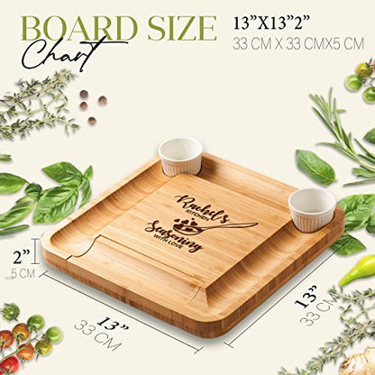 Personalized Bamboo Cheese Board and Knife Set - Custom Engraved Platter Serving Tray with Slide Out Drawer & 4 Stainless Steel Knives - Unique Gift Set for Anniversary, Wedding (Design 9) - color: Design 9
