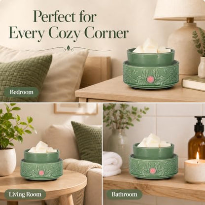 3-in-1 Wax Melt Warmer for Scented Wax, Hummingbird Ceramic Wax Warmer | Fragrances Candle Oils, Home Fragrance Burner,Electric Candle Warmer for Mom Women(Green) - color: Green Hummingbird