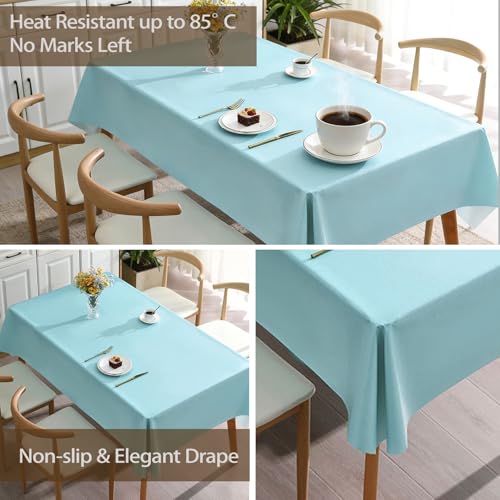 PVC Tablecloth Waterproof Rectangle Table Cloth, Oil Proof & 185°F Heat Resistant Wipeable Cover, Heavy Duty Non for Kitchen Dining Camping Festivities (70"x55") (Blue Water) - color: Blue Water