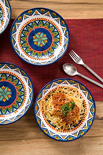 Bico Havana Pasta Bowls, 35oz Salad Bowl Set of 4, Large Ceramic Serving Dinner Bowls for Soup and Cereal, Microwave and Dishwasher Safe, Gift for Housewarming and Thanksgiving - color: Multicolor