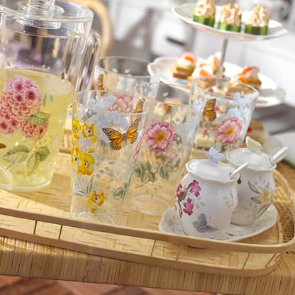 Lenox 866239 Butterfly Meadow Acrylic 4-Piece Highball Set, 20 oz, Acrylic NOT GLASS (Pack of 3) - size: 4 Count (Pack of 3), style: Highball Set of 4