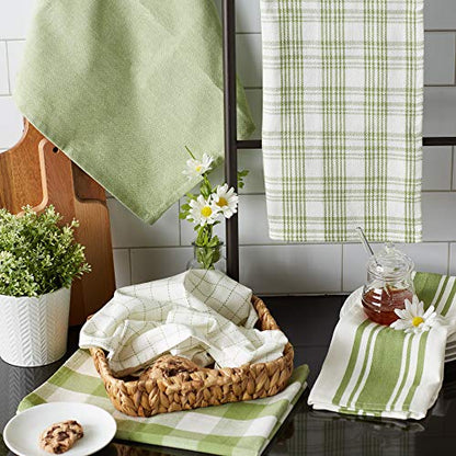 DII Basic Kitchen Large Cotton Dishtowel Set of 5, 18x28, Antique Green - color: Antique Green