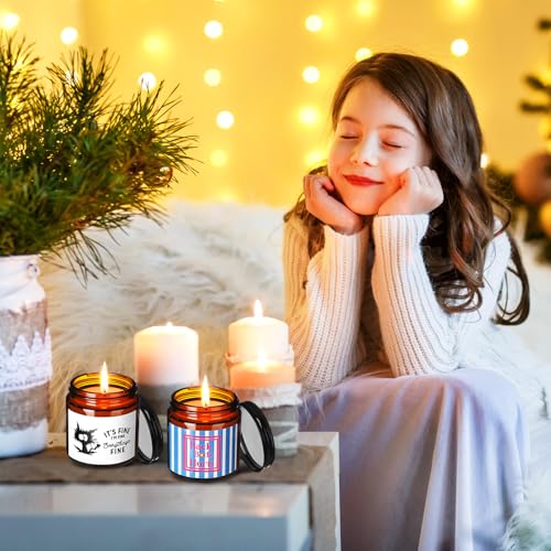 4 Pcs Funny Scented Candles for Women Men Dumpster Fire Desk Accessories Funny 3.5 oz 4 Fragrances Candles Gifts for Coworkers Friends Birthday Christmas Party Favors Employee Appreciation Gifts