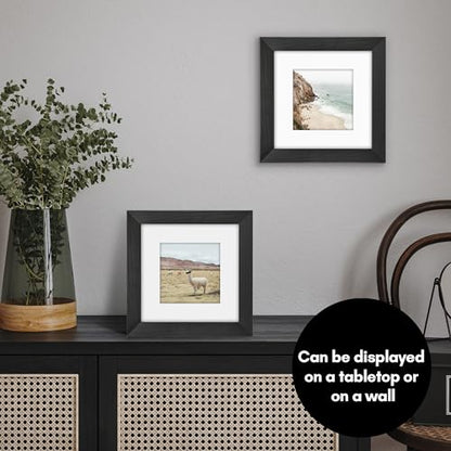 Americanflat 8x8 Picture Frame - Matted to 5x5 - Engineered Wood - Black | Shatter-resistant glass, wall or tabletop display with included easel, sawtooth hangers included, secure turn-tab backing - color: Black, size: 8x8
