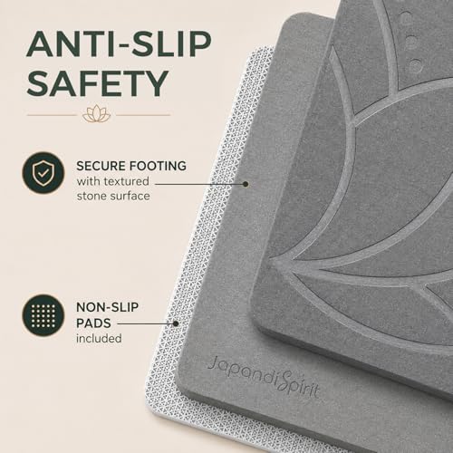 Stone Bath Mat - Diatomaceous Earth, Quick Dry - West Lotus | Non-Slip, Stone Bath Mats for Bathroom, Bath Stone, Diatomite, 23.6"x15.4", Luxury Bath Mat - color: West Lotus