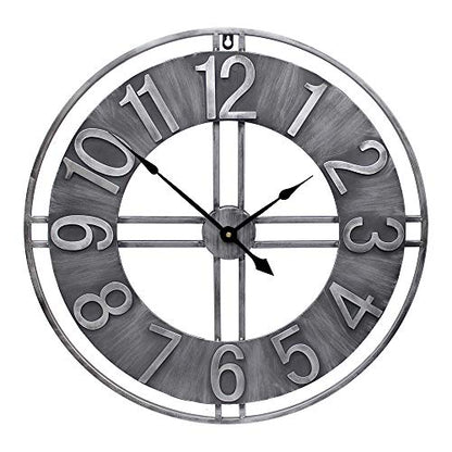 30 inch Large Wall Clock Decorative Solid Metal Retro Decor for Home Farmhouse Living Room - size: 30 inch