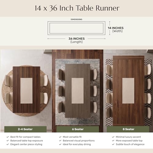 Solino Home Cotton Linen Table Runner Navy, Hemstitch Collection 14 x 36 in | Table Runners for nightstands, end tables, coffee tables and dressers | soft plain weave, artisan crafted | machine washable - color: 14: Navy, size: 14 X 36 Inch