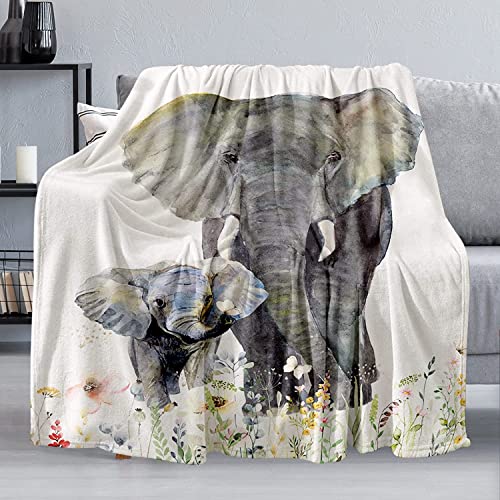 Elephant Blanket, Soft Warm Fuzzy Fleece Plush Blanket 60''x50'', Smooth Cozy Flannel Throw Blanket for Bed/Couch/Office/Camping - color: Style 2, size: 60"x50"