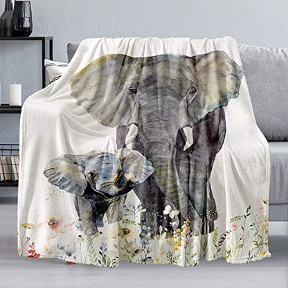 Elephant Blanket, Soft Warm Fuzzy Fleece Plush Blanket 60''x50'', Smooth Cozy Flannel Throw Blanket for Bed/Couch/Office/Camping - color: Style 2, size: 60"x50"