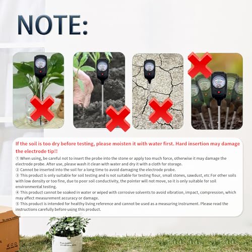 Soil Tester,3 in 1 Soil Moisture/Nutrient/Soil PH Tester Kit for Garden Nutrients,Lawn,Grass,Outdoor & Indoor Plants,Soil Meter,Soil Meters