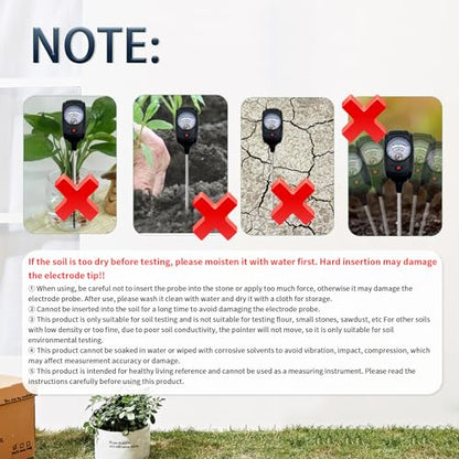 Soil Tester,3 in 1 Soil Moisture/Nutrient/Soil PH Tester Kit for Garden Nutrients,Lawn,Grass,Outdoor & Indoor Plants,Soil Meter,Soil Meters