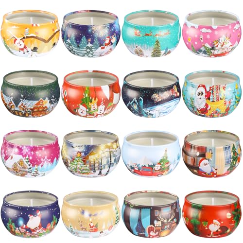 16PCS Scented Candles Christmas Gift Set, Natural Soy Wax 2.5oz Candles for Christmas Gift, 16 fragrances Flavor - color: Red Christmas-16Pcs