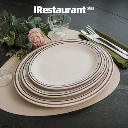 Stoneware Narrow Rim Brown Speckle, Oval Platter 13.5" x 10.5", Case of 12 - color: Brown Speckle, size: Platter 13.5" x 10.5"