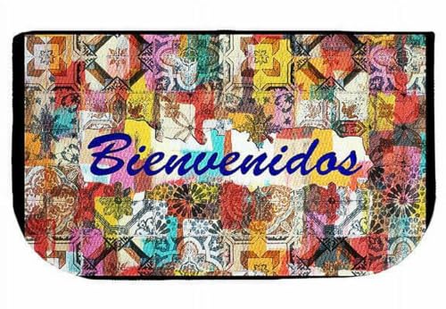 Kashi Home Kitchen Rug, Area Rug, Mat, Beautiful Print Non-Skid Latex Back Tiled Welcome 20x40 Rectangle - color: Tiled Welcome, size: 20x40 Rectangle
