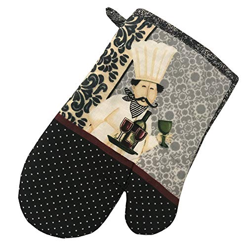 Kitchen Towel 5 Piece Linen Set 2 Towels 2 Pot Holders 1 Oven Mitt (Chef) - color: Chef
