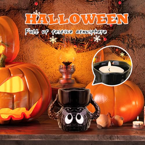 Cute Tealight Candle Holder, Small Cartoon Soot Sprite Ceramic Holders for Candle/Ring/Jewelry for Home Decor, Unique Gifts for Housewarming/Halloween/Thanksgiving/Christmas/Birthday Gift - size: Small