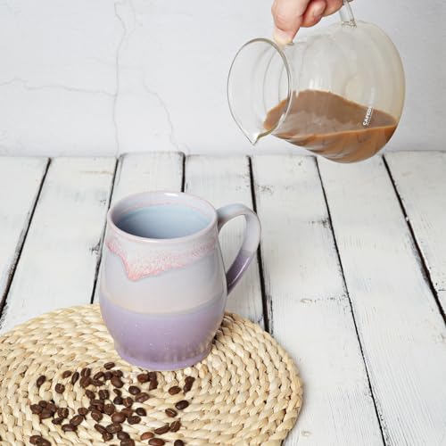 Bosmarlin Extra Large Ceramic Coffee Mug, 25 Oz, Dishwasher and Microwave Safe, Oversized Big Tea Cup for Office and Home, Reactive Glaze (Purple) - color: Purple