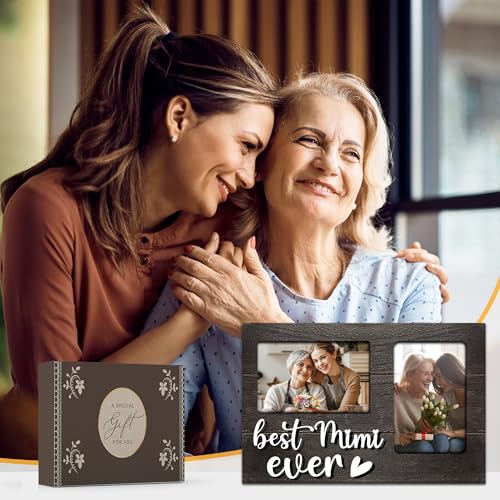 Mimi Gifts, Gift for Mimi from Grandkids Mothers Day, Birthday Gifts 3D Photo Frame Hold 4x6 Inches Two Photos - Picture Frame Present for Grandparents Day - color: Mimi
