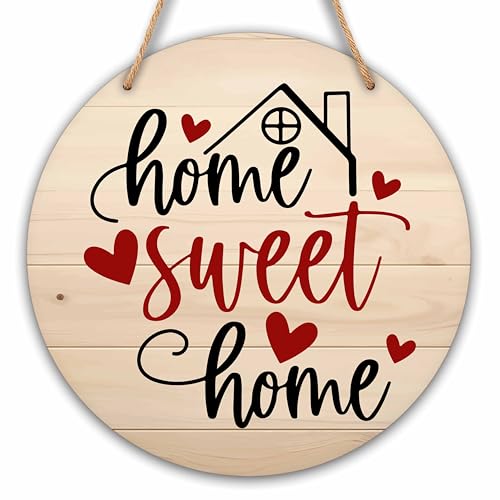 Welcome Sign for Front Door, Home Sweet Home Round Hanging Sign With Rope, Housewarming Gifts for Family Friend, Rustic Wall Decor For Farmhouse Home Front Door Porch, C02 - color: Sweet Home
