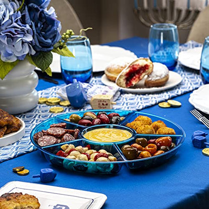 Plasticpro 6 Sectional Round Plastic Serving Tray/Platter (4, Blue) - color: Blue