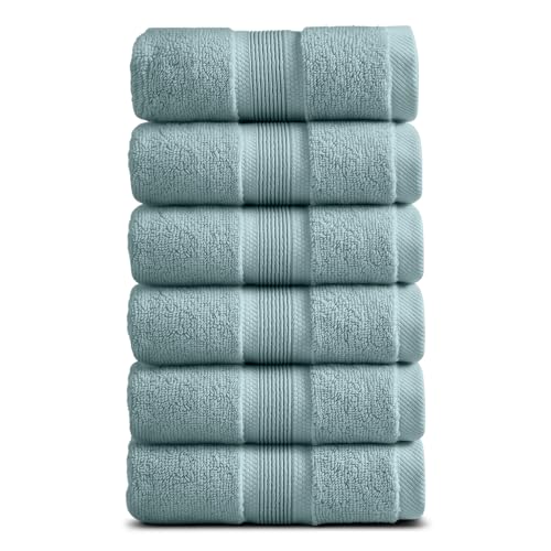 Luxury Bamboo Rayon Hand Towel Set | 6-Pack | Aegean | 35% Bamboo Rayon - 65% Zero Twist Cotton | Absorbent Quick-Dry Towels for Bathroom | Ultra Soft | OEKO-TEX Standard 100 - color: Aegean, size: Hand Towels (6 Pack)