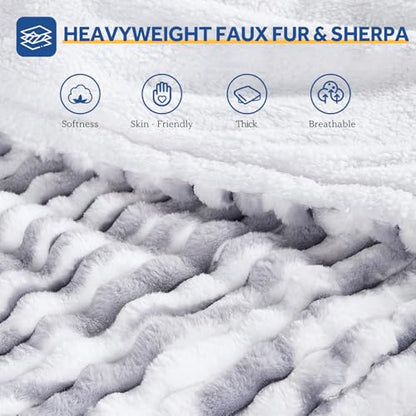 Sealy Electric Blanket Full 72×84, Faux Fur to Sherpa, Blue White | Heated Blanket with 10 Heating Levels, 1-12 Hours Auto Off, Overheat Protection, Machine Washable, ETC Certified - color: Blue White, size: Full Size 72" x 84"