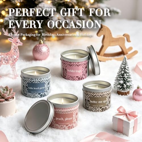 Scented Candles for Women, 4 Pcs Aromatherapy Candles with Natural Soy Wax | Candle Gift Set Long-Lasting Burn, Festive Fragrances for Christmas, Thanksgiving, Birthday & Holiday