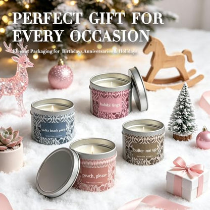 Scented Candles for Women, 4 Pcs Aromatherapy Candles with Natural Soy Wax | Candle Gift Set Long-Lasting Burn, Festive Fragrances for Christmas, Thanksgiving, Birthday & Holiday