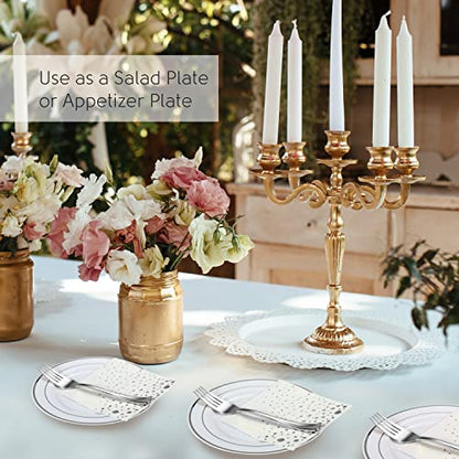Silver Dessert Plates Set, 100 Wedding Plates, Forks and Napkins, 7.5 Inch | Sturdy plastic, cake service, appetizer tables, salad course, weddings, birthdays, easy cleanup - color: Silver, style: Plates,Forks and Napkins