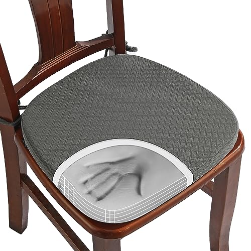 BUYUE Luxury 100% Pure Memory Foam Chair Cushion 1 Pack, Jacquard 16" U-Shape Comfortable Dining Chair Pad, Removable Slip Resistant Kitchen Chair Seat Cushion, (1 piece, Grey) - color: Grey
