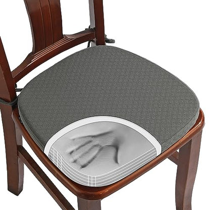BUYUE Luxury 100% Pure Memory Foam Chair Cushion 1 Pack, Jacquard 16" U-Shape Comfortable Dining Chair Pad, Removable Slip Resistant Kitchen Chair Seat Cushion, (1 piece, Grey) - color: Grey