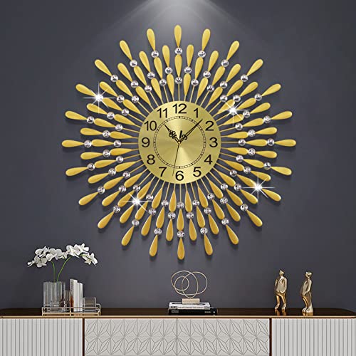 Large Wall Clock Non-Ticking Silent Modern Big Clocks Decorative Wall Clocks for Living Room Dining Room Bedroom Decor, Dia 28 Inch Gold - color: Gold, size: 28.0*28.0 Inch
