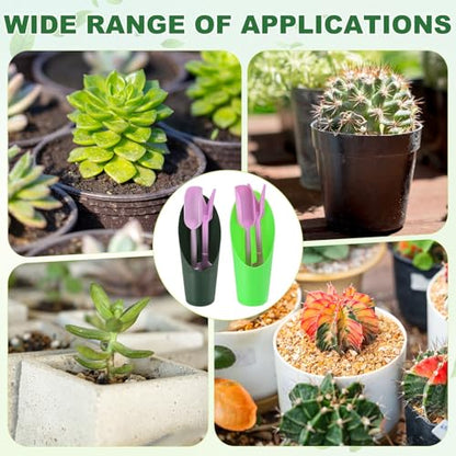 M METERXITY 2-Set Succulent Tools, Plastic 2-in-1 Mini Garden Shovel Hand Succulent Transplanting Tools Garden Shovel Transplant Trowel for Planting/Digging/Aerating [Deep Green,Green,Purple] - color: Deep Green,Green,Purple