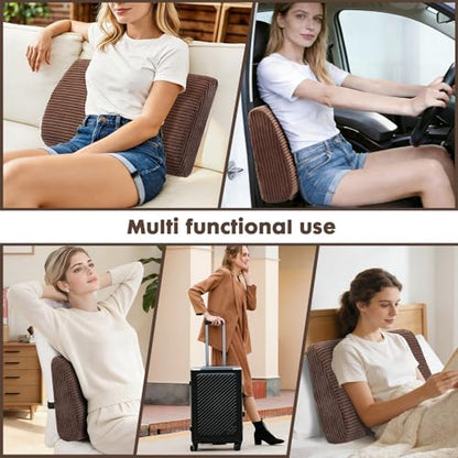 Large Lumbar Cushion Lumbar Support Pillow, Ergonomic Lumbar Pillow with Machine Washable, Help Relieve Pain of Back, Lumbar, Tailbone and Sciatic Nerve Support. (Brown) - color: Brown