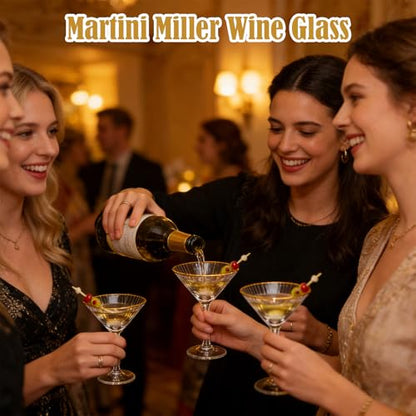 4 Pcs Gold Rim Martini Glasses with Stem and Fruit Picks 9 oz Reusable Crystal Glassware Ribbed Coupe Glasses for Tequila Margarita Champagne Cocktail Wedding Housewarming Girls Nights Gifts