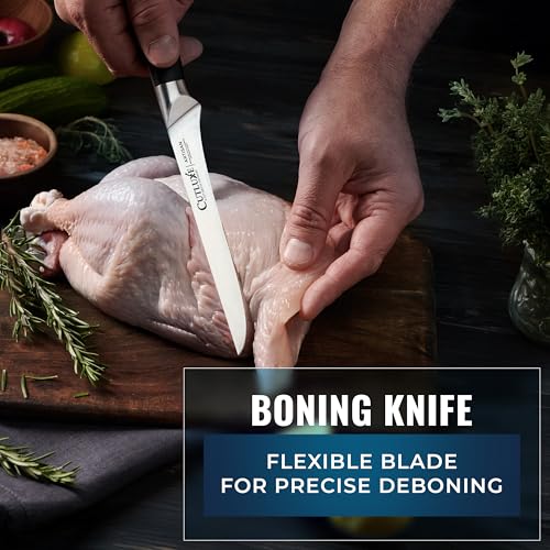 Cutluxe Butcher Knife Set, Brisket, Breaking & Boning Knife for Meat | BBQ Carving & Slicing Blades, Ultra Sharp German Steel, Full Tang Ergonomic Handles – Grilling Gift - size: 3 Pcs Brisket Knife Set