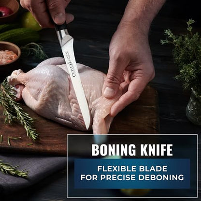 Cutluxe Butcher Knife Set, Brisket, Breaking & Boning Knife for Meat | BBQ Carving & Slicing Blades, Ultra Sharp German Steel, Full Tang Ergonomic Handles – Grilling Gift - size: 3 Pcs Brisket Knife Set