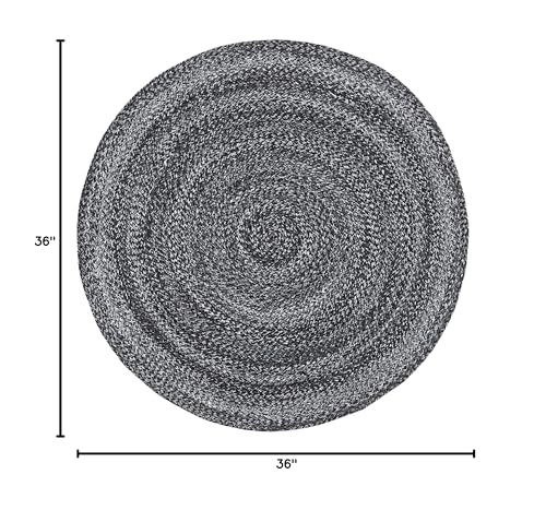 SAFAVIEH Cape Cod Collection Area Rug - 3' Round, Charcoal, Handmade Braided, Ideal for High Traffic Areas in Living Room, Bedroom (CAP224H) - color: Charcoal, size: 3' (Round)