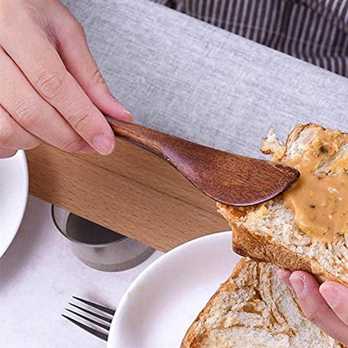 GANPUB 2 Pcs Mini Butter Spatula,Wooden Butter Knives Cheese Spreader Jam Knives Cake Knives for Kitchen Tool Flatware