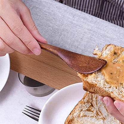 GANPUB 2 Pcs Mini Butter Spatula,Wooden Butter Knives Cheese Spreader Jam Knives Cake Knives for Kitchen Tool Flatware