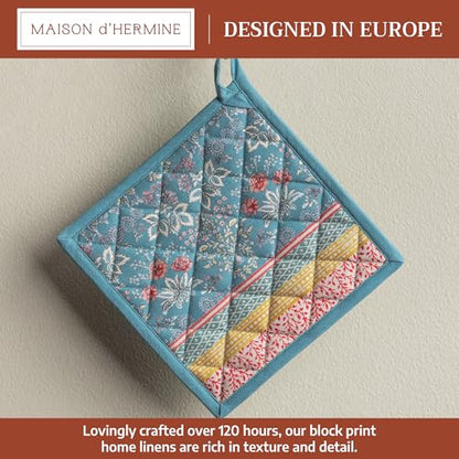 Maison d' Hermine Pot Holders 100% Cotton Potholders (8" x 8", Pack of 1) | Heat Resistant Hot Pads with Loop BBQ Cooking Baking Farmhouse Kitchen Handling Hot Pans Spring Summer - Marquise - color: 001 - Marquise, size: 8" x 8" (Pot Holder Pack of 1)