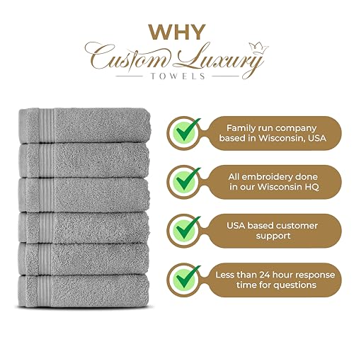 Personalized Washcloths | Set of 2 | Choose from 12 Fonts | Genuine Turkish Cotton | Oeko-Tex Certified | Personalized Towels | Bathroom Towels - color: Gray - Washcloths