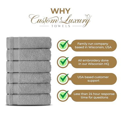 Personalized Washcloths | Set of 2 | Choose from 12 Fonts | Genuine Turkish Cotton | Oeko-Tex Certified | Personalized Towels | Bathroom Towels - color: Gray - Washcloths