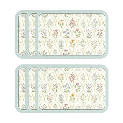 Vinyl Waterproof Placemats Set of 6 Rectangular,12"*17"-Serenity B | Wipeable Beautiful Print Place Mats,Stain Resistant,Heat Resistant,Everyday Meals,Kitchen,Dinning,Holiday,Decor - color: Serenity B