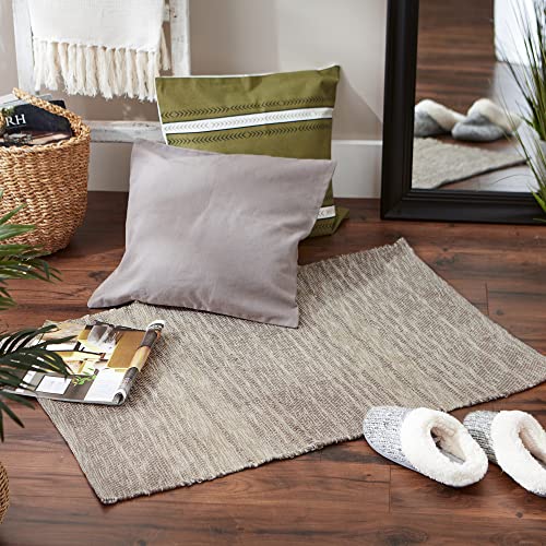DII Woven Rag Rug Collection Recycled Yarn Variegated Rustic Stripe, 2x3', Stone - color: Brown