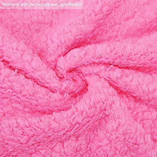 Catalonia Pink Sherpa Throw Blanket, Fuzzy Snuggly Blanket for Camping Traveling Couch Bed, Super Soft, Light Weight, Reversible, All Season Use, 50x60 inches - color: Pink