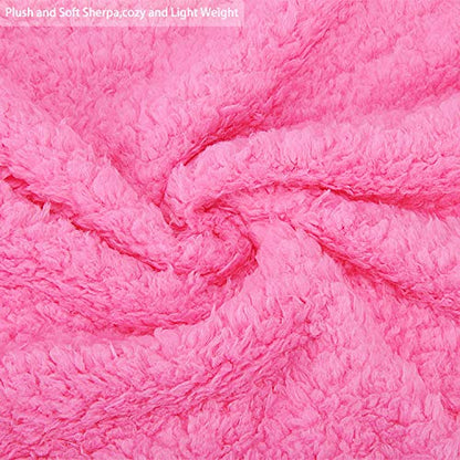 Catalonia Pink Sherpa Throw Blanket, Fuzzy Snuggly Blanket for Camping Traveling Couch Bed, Super Soft, Light Weight, Reversible, All Season Use, 50x60 inches - color: Pink