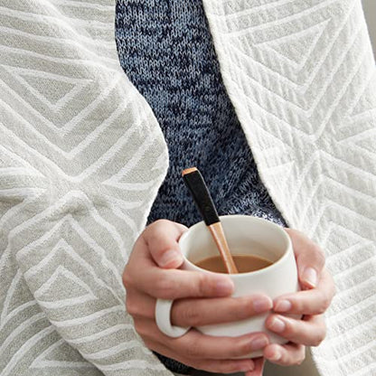 jinchan 100% Cotton Muslin Blanket Twin Boho Throw Blanket 50x60 Soft Gray | 3-Layer, Geometric Triangle Quilt, Cooling Breathable Lightweight, for Adult, Soft, Reversible, Summer, Couch, Sofa, Bedroom - color: B. Triangle Grey, size: 50"x60"